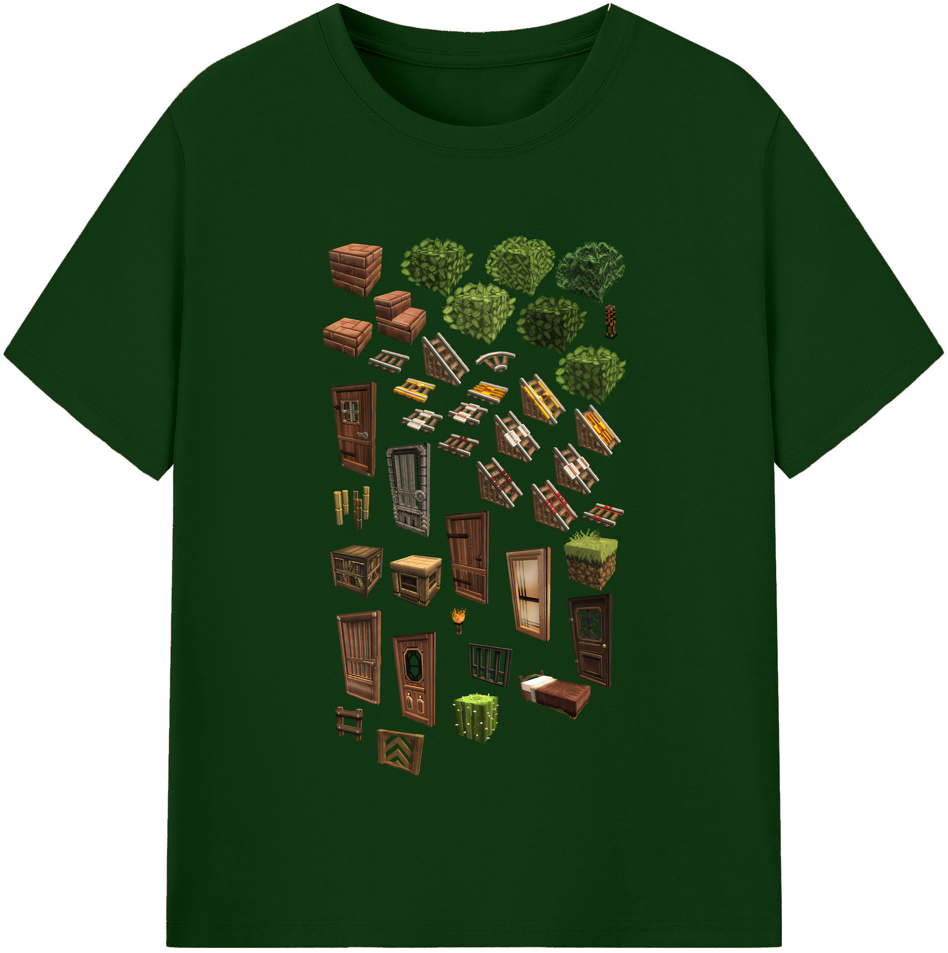 （画像用） マインクラフト ブロックの世界 Minecraft MC Block world 綿100％半袖Tシャツ（フロントプリント）
